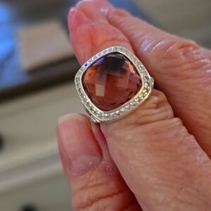 David Yurman 14mm Morganite and Diamond Albion Ring Size 7.5.